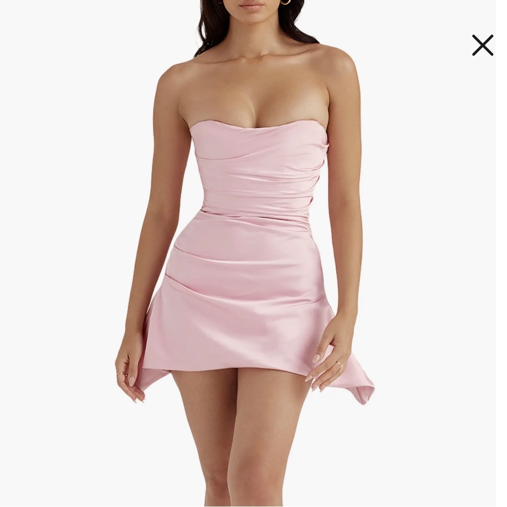 House of CB Jasmine Strapless Satin Corset Dress XS